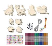 Children Wind Chime | 12 Pack Wind Chime Craft Kit | Kids Spring Projects Unfinished Wooden Coloring Ornaments Create Cat Birdhouse Fishbone Designs for Art Decor