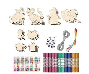 Children Wind Chime | 12 Pack Wind Chime Craft Kit | Kids Spring Projects Unfinished Wooden Coloring Ornaments Create Cat Birdhouse Fishbone Designs for Art Decor