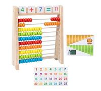 Children Wooden Abacus Math Counting Toy with Number Cards Math Operations Table for Kids Preschooler Early Education Safe Wooden Dolls