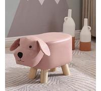 Children Wooden Low Stools Cute Cartoon Children Stool Small Dog Shape Stool for Home Kindergarten (Pink)