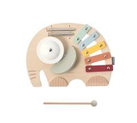 Children Wooden Percussion Instrument Elephant Design 5Tone Scale Music Exploration Xylophone Toddler Early Learning Toy Elephant Shape Wooden Hammer Toy