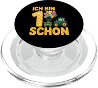 Children's 1th Birthday Boy Tractor Outfit Ich Bin Schon 1 PopSockets PopGrip for MagSafe