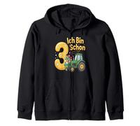 Children's 3th Birthday Boy Tractor Outfit Ich Bin Schon 3 Zip Hoodie