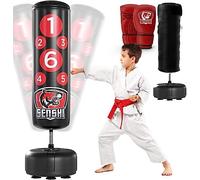 ' Children's 4ft Free Standing Punch Boxing Bag By Senshi Japan, Junior Punching Stand Alone Bag, With Gloves & Cover For Kick Boxing, Muay Thai, Karate, Tae Kwan Do & More