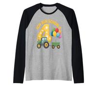 Children's 4th Birthday Boy Tractor Outfit Ich Bin Schon 4 Raglan Baseball Tee