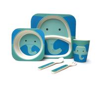 (Children's 5 Piece Bamboo Dinner Set - 100% Bamboo Fibre, Eco-Friendly, Dishwasher Safe (Elephant)) Children's 5 Piece Bamboo Dinner Set, Eco-Friendly