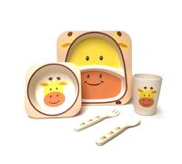 (Children's 5 Piece Bamboo Dinner Set - 100% Bamboo Fibre, Eco-Friendly, Dishwasher Safe (Giraffe)) Children's 5 Piece Bamboo Dinner Set, Eco-Friendly