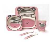 (Children's 5 Piece Bamboo Dinner Set - 100% Bamboo Fibre, Eco-Friendly, Dishwasher Safe (Zebra)) Children's 5 Piece Bamboo Dinner Set, Eco-Friendly