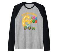 Children's 6th Birthday Boy Tractor Outfit Ich Bin Schon 6 Raglan Baseball Tee