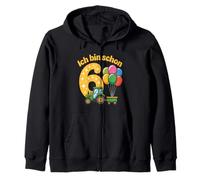 Children's 6th Birthday Boy Tractor Outfit Ich Bin Schon 6 Zip Hoodie