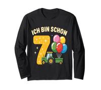 Children's 7th Birthday Boy Tractor Outfit Ich Bin Schon 7 Long Sleeve T-Shirt