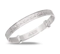 Children's 925 Sterling Silver Teddy Bear Bangle, teddy bear pattern bracelet, Baby Bangle