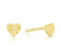 Children's 9ct Yellow Gold Diamond Cut Heart Stud Earrings
