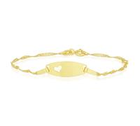 Children's 9ct Yellow Gold Heart ID Bracelet