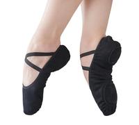 Children's Adult Ballet Stretch Fabric Split Sole Women's Girls Dance Shoes Comfortable Fitness Yoga(Black,29)