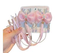 Children's Ancient Style Bownot Hair Accessory,Girls' Fairy Headwear, Cute Tassel Ribbon Hair Clip for Little Girls-Light pink