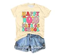 Children's and Teacher T-Shirt for 100 Days Celebration - 'Happy 100 Days of School' | Colourful Top for Primary School, style_j01 beige, 3XL
