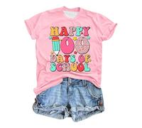 Children's and Teacher T-Shirt for 100 Days Celebration - 'Happy 100 Days of School' | Colourful Top for Primary School, style_j02 pink, S