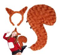 Children's Animal Costume, Squirrel Headband with Tail Set, Accessories for Role Play, Halloween, Birthday Party, Adults, Children