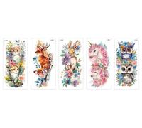 Children'S Animal Flower Arm Tattoo Stickers Cartoon Colorful Painting Simulation Waterproof Sweat Disposable Temporary Tattoo Stickers207*96mm*2PCS