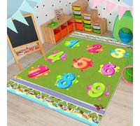 Children's Area Rug, 100x150cm Colorful Number Graffiti Learning and Playing Mat, Cute Play Rugs for Boys Girls' Rooms, Soft and Durable Lint-Free Low-Pile Carpet for Nurseries Education Learning