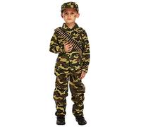CHILDRENS ARMY MILITARY COMMANDO ROYAL MARINE GENERAL FANCY DRESS COSTUME OUTFIT 4-6 YEARS