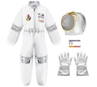 Children's Astronaut Costume 4 Pieces Astronaut Costume White Astronaut Overall Astronaut Space Costume Spaceman Costume Outfit Fancy Dress Costumes Carnival Costume