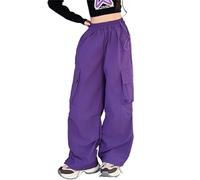 Children's Autumn Suit 2025 New Children's Stylish Five Pointed Star Long Sleeved Straight Large Pocket Overalls Girls Cargo Trousers 9to10 Years (Purple, 12-13 Years)