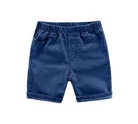 Children's Baby Boys Denim Shorts Toddler Chambray Jeans Pants Stretch High Waist Straight Leg Cuffed Ripped Jeans Shorts for Unisex Summer Casual Clothes (BU2, 12-18 Months)