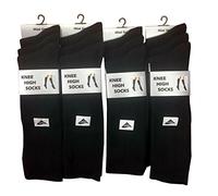 Childrens Back 2 School 6 Pack Knee High Plain School Cotton Rich Socks (4-5.5 (ADULTS), Black)
