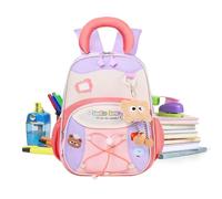 Children's Backpack, 12.6 Inch Height, Lightweight Cartoon School Bag, Colour Blocking Design with Buckle, Perfect for Girls Aged 3 to 6 Years, Preschool, Primary School, Travel, Children, purple, see