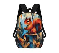 Children'S Backpack 3D Contemporary Cubist Take on Dürers Squirrel Study - Modern Wildlife Wall Art Printed Bags Schoolbag Lightweight School Bags Fashion Fun Knapsack Student Daypack For Children 17i