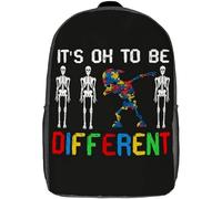 Children's Backpack Autism Awareness Cool Dabbing Dab Skeleton Bag Large Capacity Rucksack Lightweight Packs for School, Hiking, Travel, 43X32X14Cm