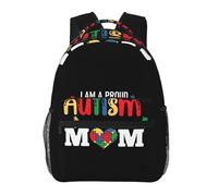 Children's Backpack Lightweight Book Bag Autism Awareness Mom Compartments Kids Backpack for Sports School Travel 29X40cm
