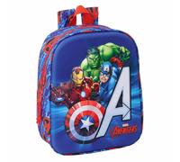 Safta AVENGERS 3D Nursery Backpack, Adaptable to Cart, Easy Cleaning, Ideal for Children of Different Ages, Comfortable and Versatile, Quality and Resistance, 22 x 10 x 27 cm, Dark Blue/Red, M, Casual