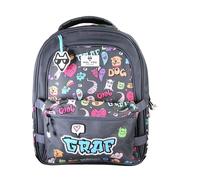 Children's backpack with 2 compartments Pol Fox Street Noir 33x42x18 cm