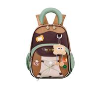Children's Backpack, with 32 cm Height, Lightweight Cartoon Bag, Colour Block Design, School Bag with Adjustable Closure, for Children from 3 to 6 Years, Primary School Travel, brown, see description