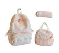 Children's Backpacks for Girls - Cute Backpack with Pencil Case, Lace, pink | Large storage space, pencil case included, lace detail, quiet zip, cute design, for children and teenagers