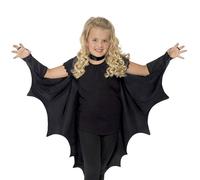 Children's Bat Costume | 110 cm Halloween Cloak with Wing | Black Vampire Coat Set | Unisex Child Costume with Bat Wings - Ideal for Halloween, Carnival