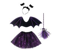 Children's Bat Outfit Cosplay Clothing Fancy Wing Dress Adorable Tutu with Hair Accessories for Costume Parade, Holiday Collection, Carnival Stage, Night Party, Scary Party Spa