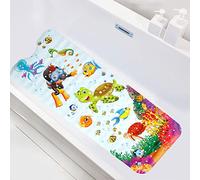 Children's Bath Mat 100x40cm Cute Cartoon Kids Bathtub Mat, Anti Slip Baby Bath Mat for Tub, Machine Washable Shower Mat with Suction Cup & Drain Holes for Bathroom Children(Sea turtles)