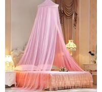 Children's Bed Cover, Large Dome Canopy Mosquito Net For Single/Double Bed, Easy to Install, Family/Travel/Outdoor(Pink)