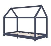 Children's Bed Frame Grey Solid Pine 70 x 140 cm with Slatted Frame Sturdy Cot for Children's Room Sleeping Area with Slip-On Rungs and Versatile Design