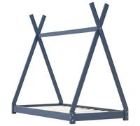 Children's Bed Frame Grey Solid Pine 90 x 200 cm with Slatted Frame, Sturdy Cot with Teepee Crossover Frame, Suitable for Children's Room and Junior Bed Use