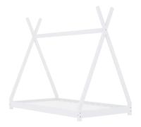 Children's Bed Frame White Solid Pine 80 x 160 cm with Slatted Base, Slip-On Rungs, Convertible for Children's Room, Junior Bed, Grows with Your Child, Robust and Durable