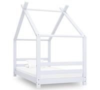 Children's Bed Frame White Solid Pine 80 x 160 cm with Slatted Frame, Slip-On Rungs and Robust Frame, Suitable as a Cot, Baby Bed, Junior Bed for Children's Room and Bedroom