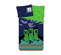 Children's bed linen reversible motif Minecraft Green Creeper Sleep Tight night green Duvet cover 140 x 200 cm, pillowcase 70 x 90 cm, 100% cotton