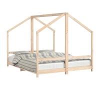 Children's Bed Solid Pine 2 x 80 x 200 cm with Slatted Frame, Convertible, Height Adjustable, with Slip-On Rungs, Rollbar, for Children's Room and Bedroom, Grows with Your Child, Sturdy Cot Bed