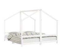 Children's Bed Solid Pine Wood 2 x 90 x 200 cm with Plywood Slats, Children's Room Junior Bed with Slip-On Rungs, Convertible, Foldable, Ideal for Baby Bed and Bassinet Use