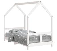 Children's Bed White 80 x 160 cm Solid Pine Wood with Slatted Frame, Slip-On Rungs and Storage Space, Convertible for Children's Room, Side Bed and Travel Cot, Safe Fall Protection